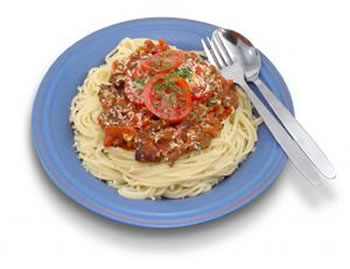 convenience dieter's meal: spaghetti